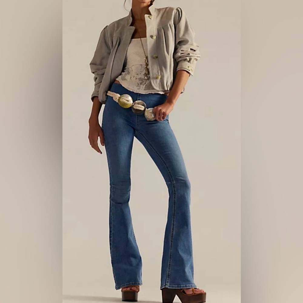Free People Blue Denim Flare Jeans